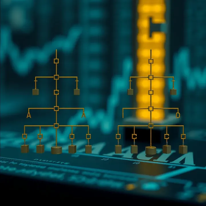 Illustration comparing unbalanced and balanced binary trees highlighting efficiency in data operations