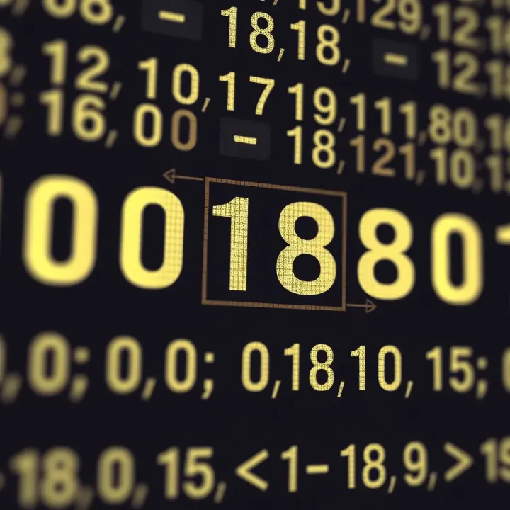 Diagram showing binary representation of a large numerical value with digits and place values