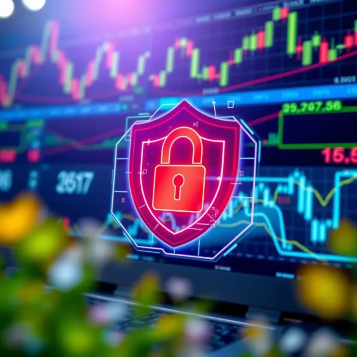 Illustration of a digital security shield symbolizing protection in online trading platforms