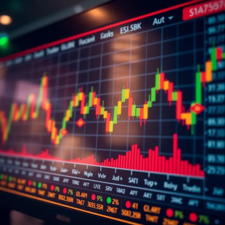 Chart displaying financial market trends with a focus on binary options trading risks and regulatory warnings