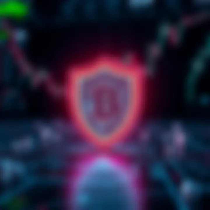 Security shield icon with blockchain symbols representing crypto security measures