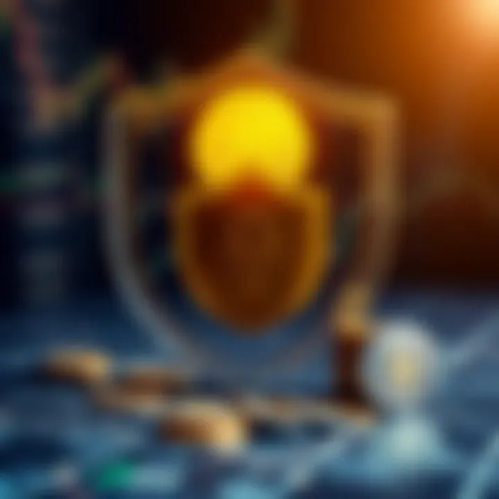 Illustration of security shield with digital coins representing secure crypto trading