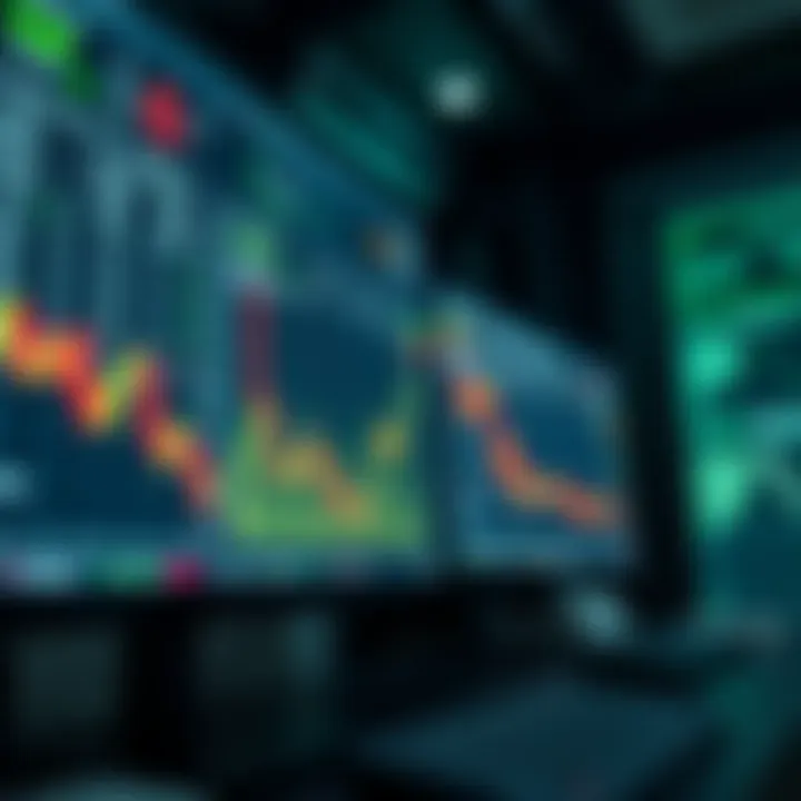 Forex trading charts and currency exchange rates on computer screens