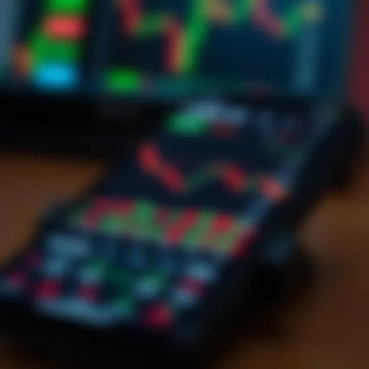 Mobile screen displaying forex trading charts with currency pairs and market data