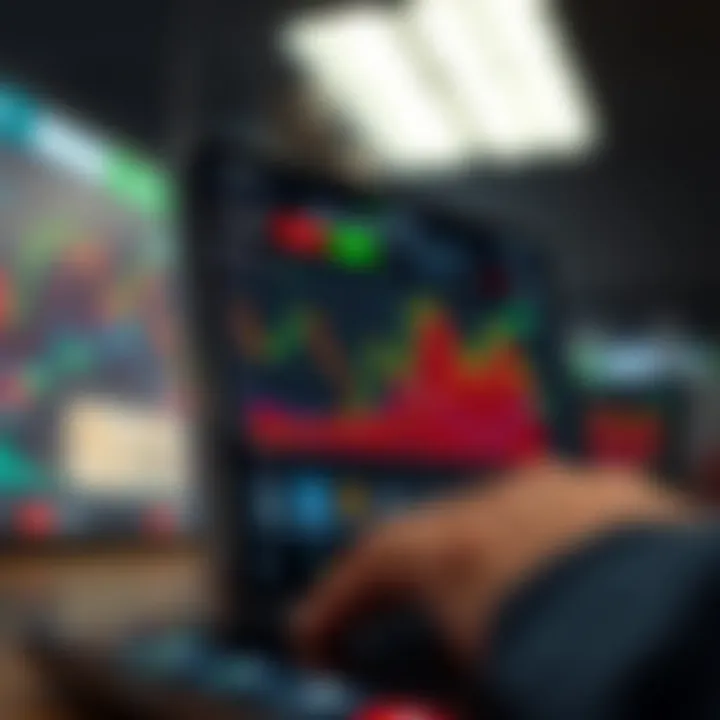 User interface showcasing real-time stock market charts and trading options on a mobile device