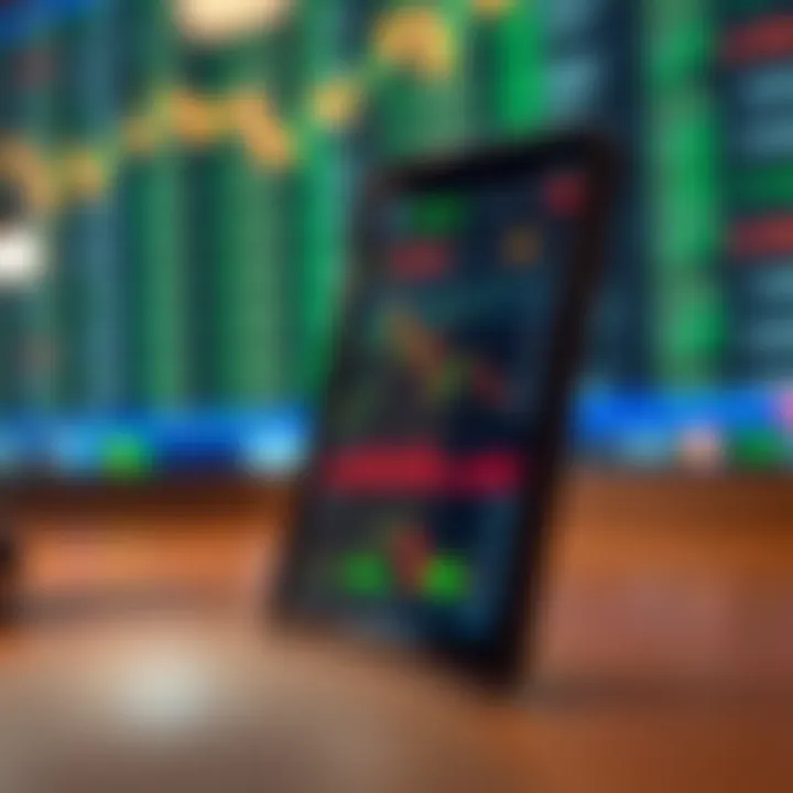 A mobile phone screen displaying various stock trading charts and real-time market data relevant for Pakistani investors