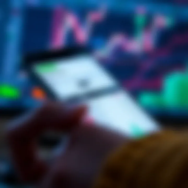User interface of BU trading app showing stock market graphs and trading options on smartphone screen