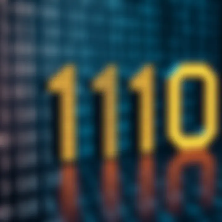 Illustration showing a binary number representation alongside decimal digits to explain numerical conversion