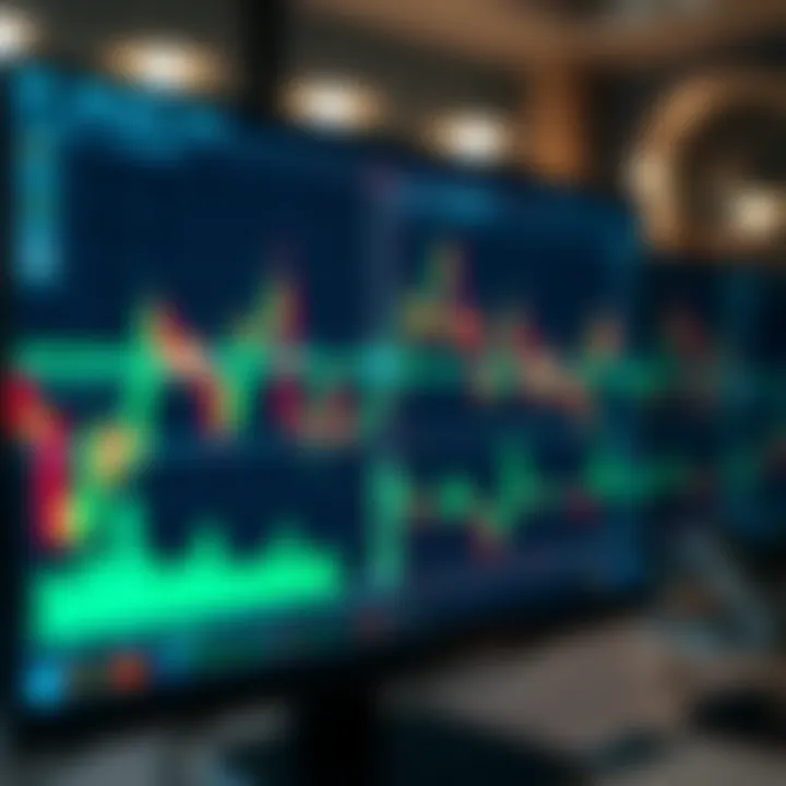 Digital representation of cryptocurrency trading charts and graphs on a computer screen