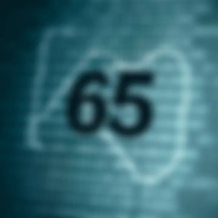 Diagram showing the conversion of decimal number sixty-five to its equivalent binary sequence