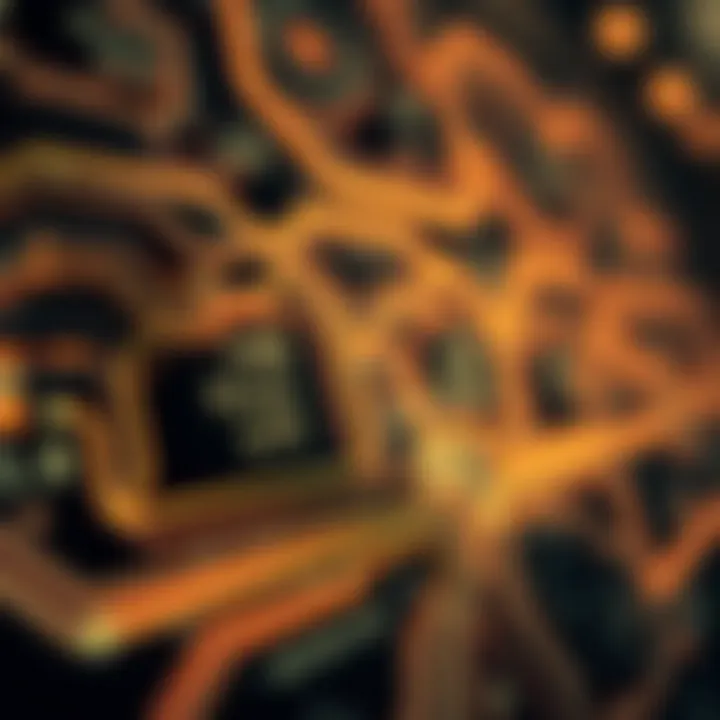 Diagram of a digital circuit board highlighting binary data flow for computational use