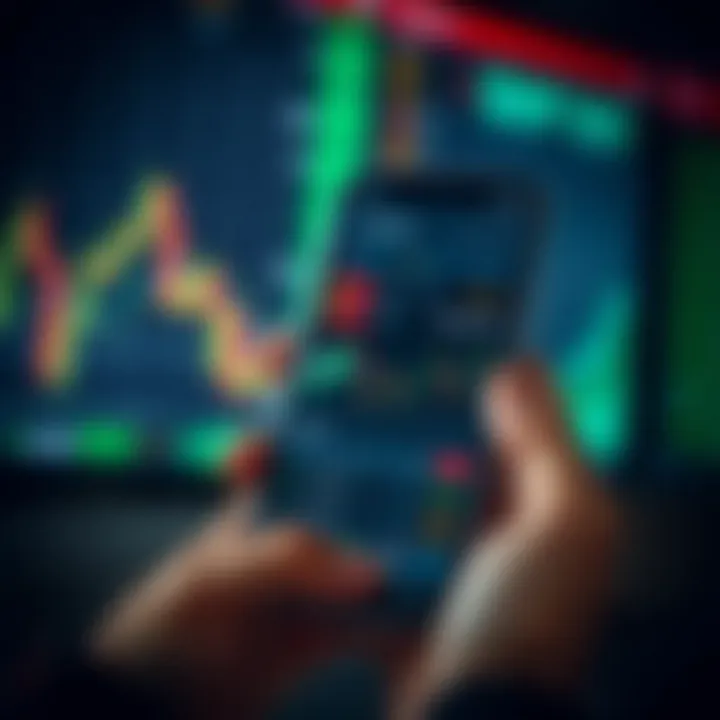 Mobile device displaying stock market data and trading interface in Pakistan currency