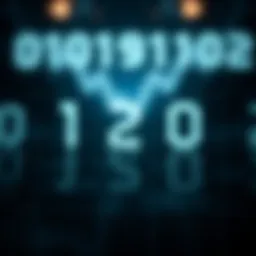 Diagram illustrating binary digits representing numerical values using zeros and ones