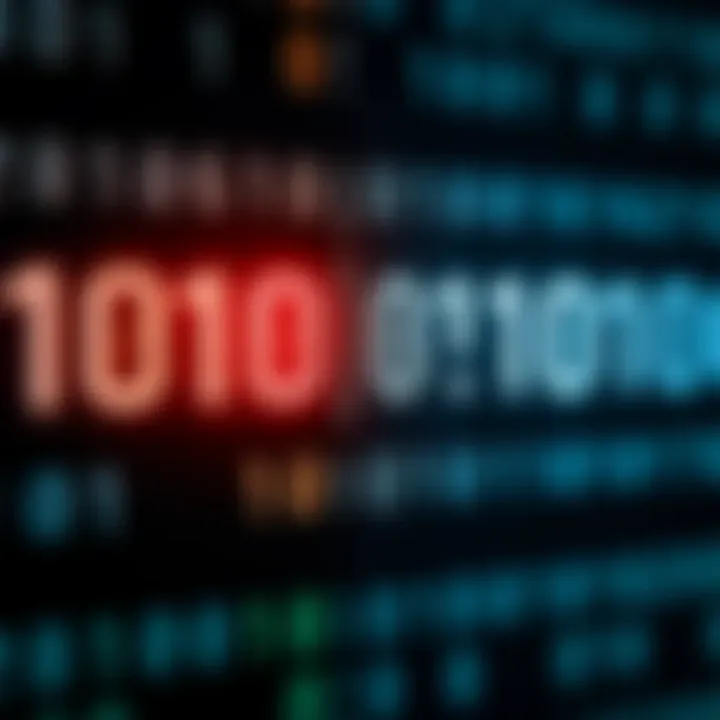 Visual representation of binary numbers aligned for division with highlights on quotient and remainder