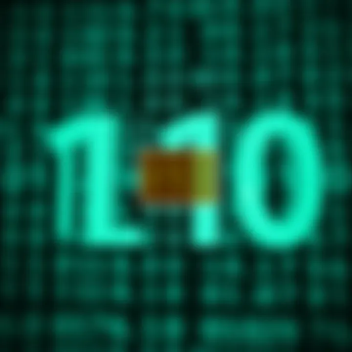 Diagram illustrating the binary numeral system with highlighting the position representing the decimal value two