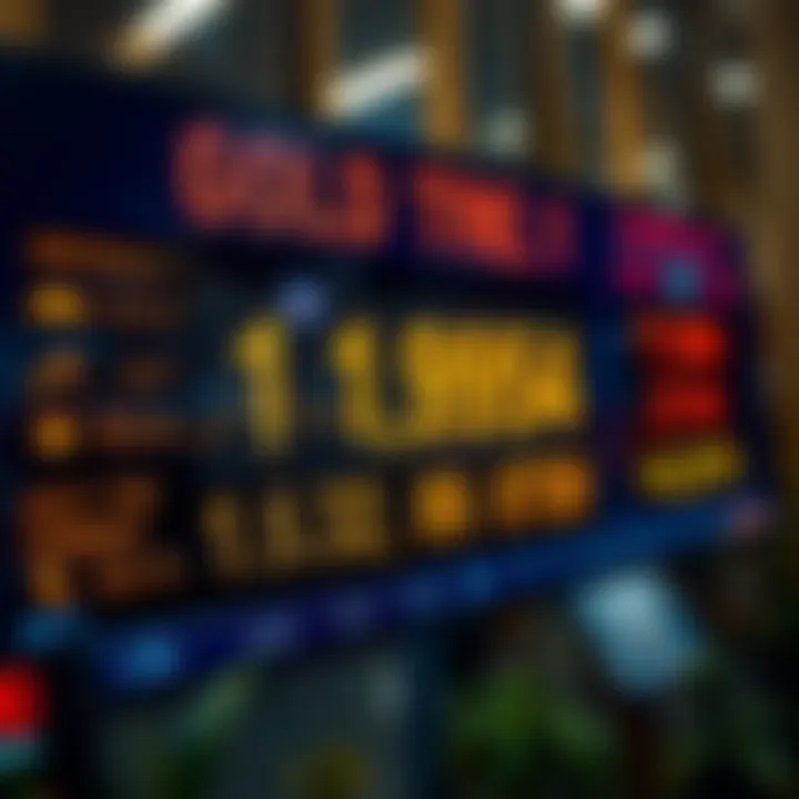 Digital display showing fluctuating gold prices in Pakistan market