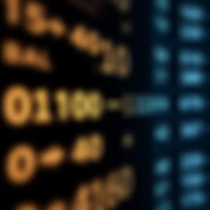 Illustration showing binary digits converting into decimal numbers