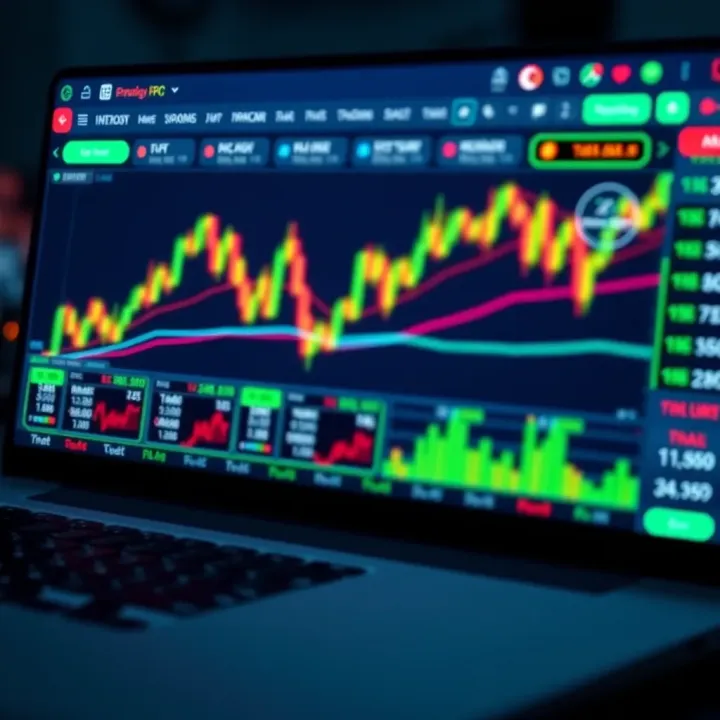A digital trading platform interface showing binary option charts and asset selections