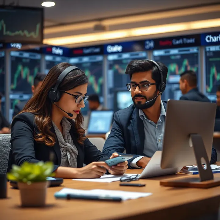 Customer support representative assisting client with forex broker inquiries