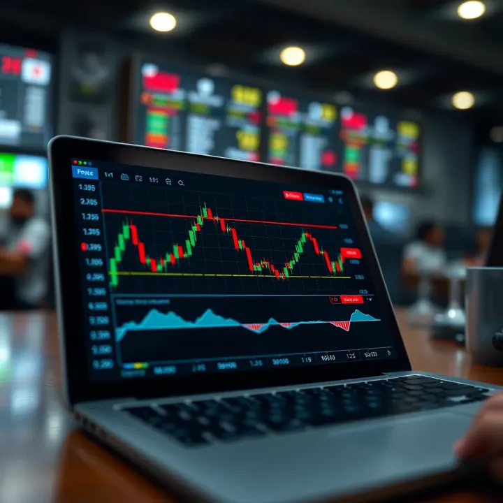 User interface of a forex trading app showing charts and currency pairs