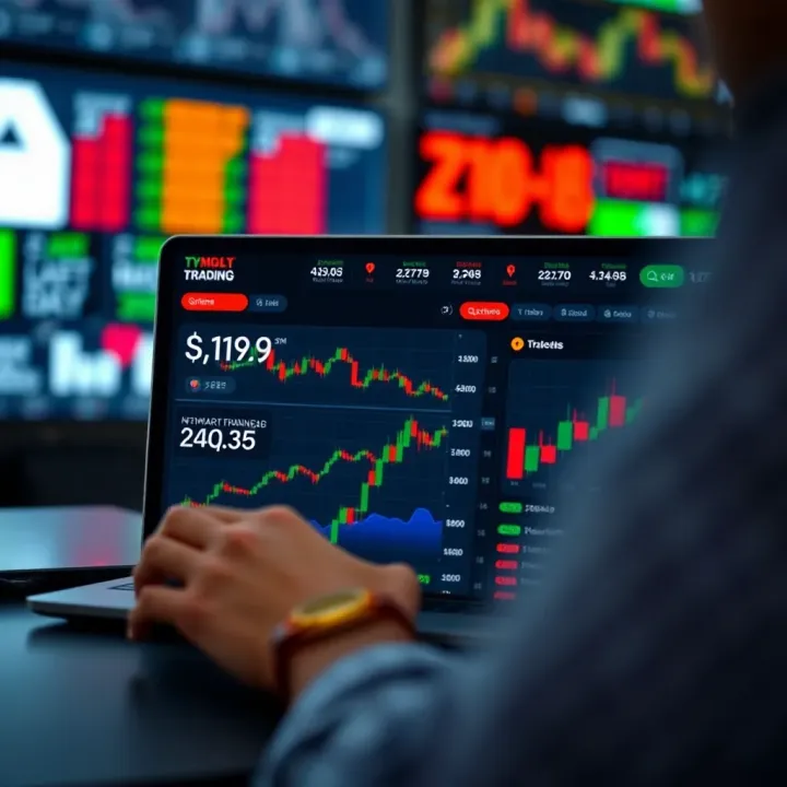 User-friendly interface of a leading online trading app displaying market trends and stock options