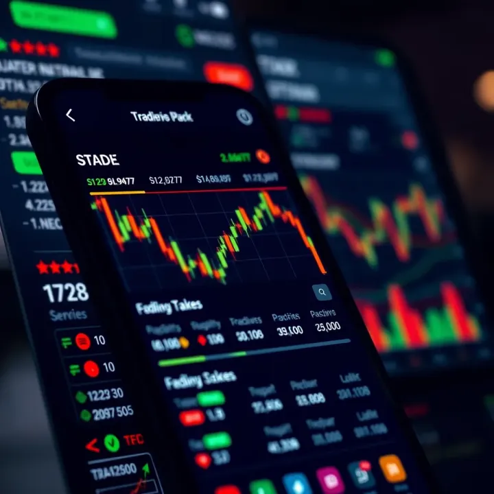 User interface of a financial trading application showing various stock options and investment tools