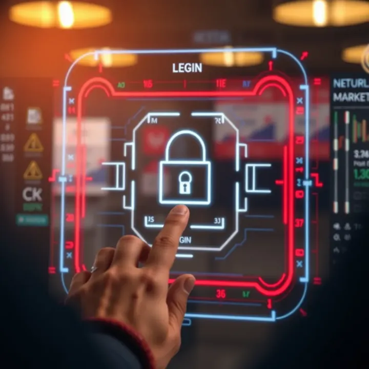 Secure login screen with biometric authentication highlighting safety features of trading apps