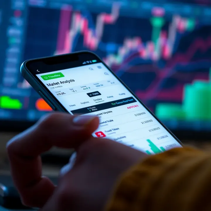 User interface of BU trading app showing stock market graphs and trading options on smartphone screen
