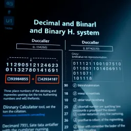 Visual Guide to Decimal and Binary Number Systems Diagram illustrating the conversion from decimal to binary number system with emphasis on place values and base representation