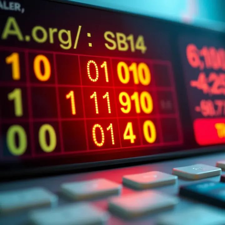 Binary Calculator Displaying Basic Arithmetic Functions Visual representation of binary digits and basic arithmetic operations on a digital calculator interface
