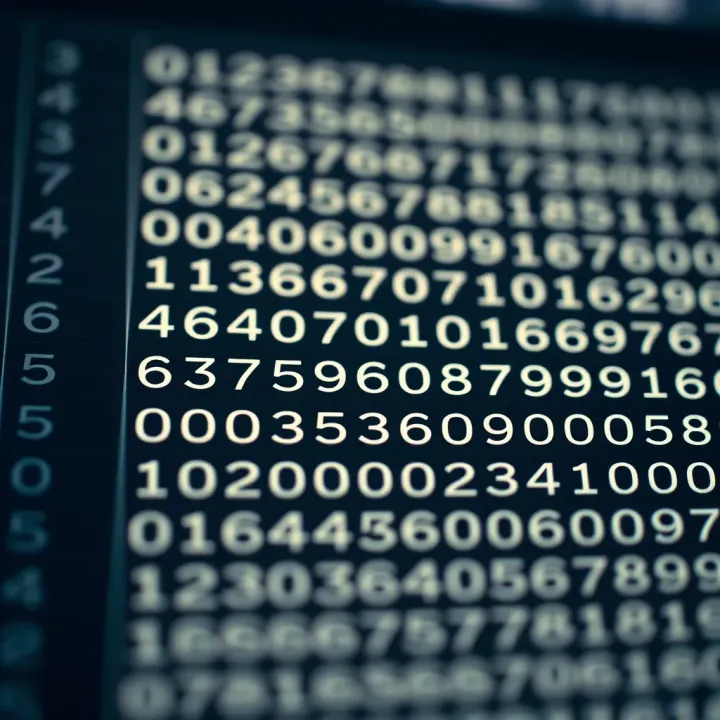 Binary Numbers and Corresponding ASCII Characters Chart Chart showing binary numbers alongside their corresponding ASCII characters for reference