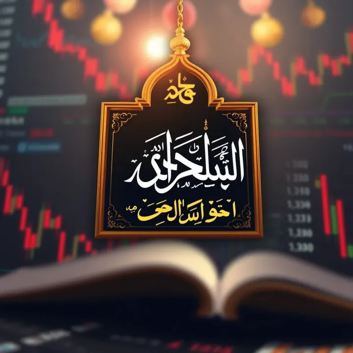 Islamic Finance Principles Guiding Halal Forex Trading Islamic calligraphy with financial charts symbolizing halal forex trading principles