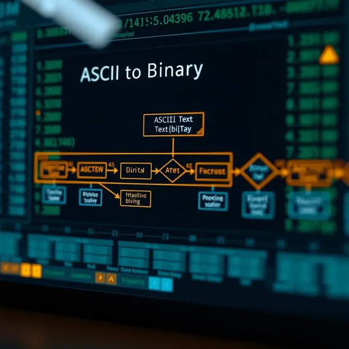 Flowchart demonstrating methods for converting ASCII text to binary code