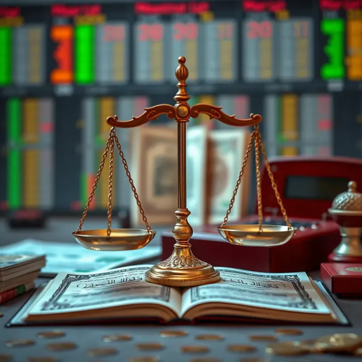Currency exchange symbols with Quran and scales representing halal and haram evaluation