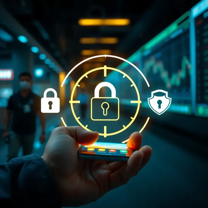 Ensuring Security and Safety in Mobile Trading Platforms Safe and secure mobile trading with encryption and data protection icons