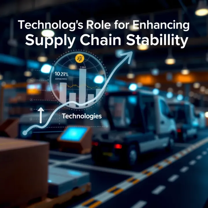 Conceptual graphic showing technology tools like data analytics and automation supporting supply chain resilience