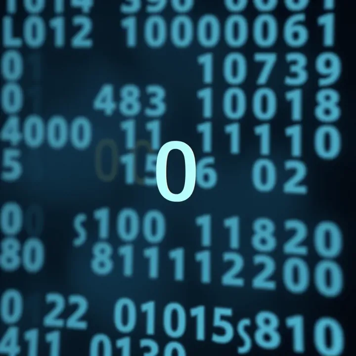 Diagram illustrating the binary alphabet with symbols zero and one representing digital data