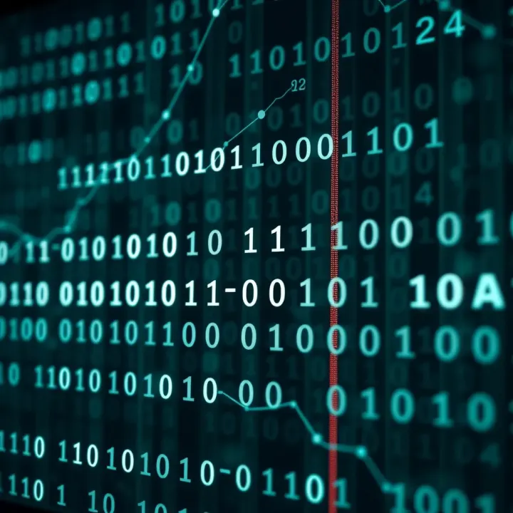 Diagram illustrating binary code with zeros and ones representing data storage