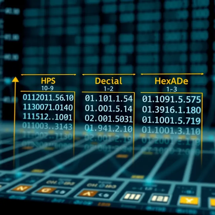 Diagram comparing binary with decimal and hexadecimal numbering systems