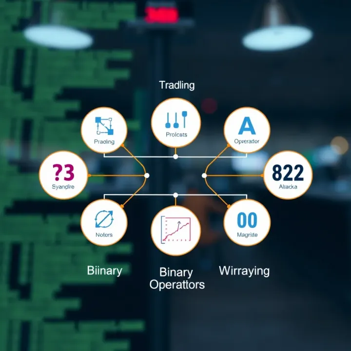 Diagram illustrating different types of binary operators used in programming with symbols and examples