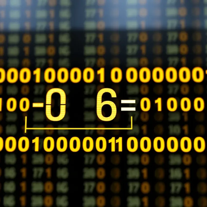 Diagram showing conversion of a decimal value to its binary equivalent with labeled bits
