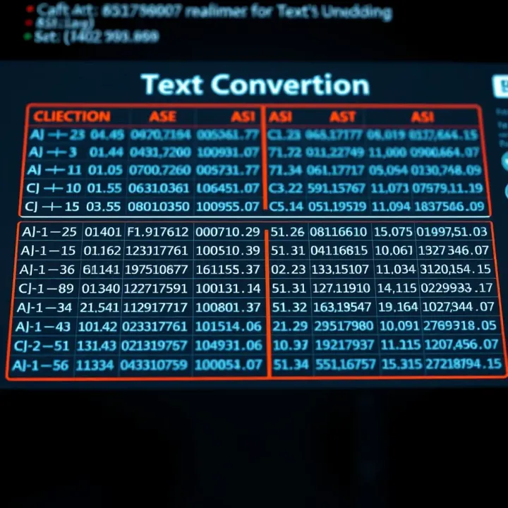 Comparison of Binary Encoding Methods for Text Representation Chart demonstrating various binary encoding schemes such as ASCII and Unicode