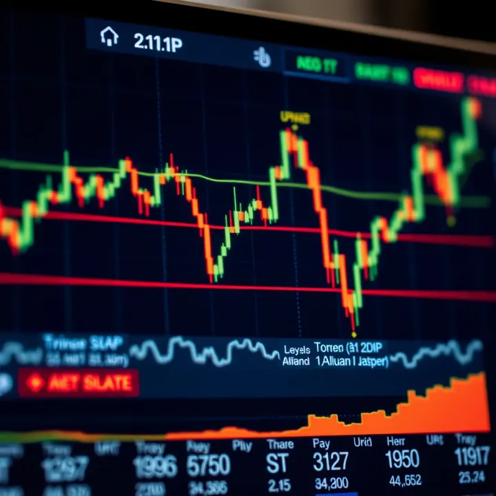 Chart displaying upward and downward trends on a binary trading platform interface