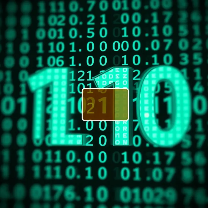 Diagram illustrating the binary numeral system with highlighting the position representing the decimal value two