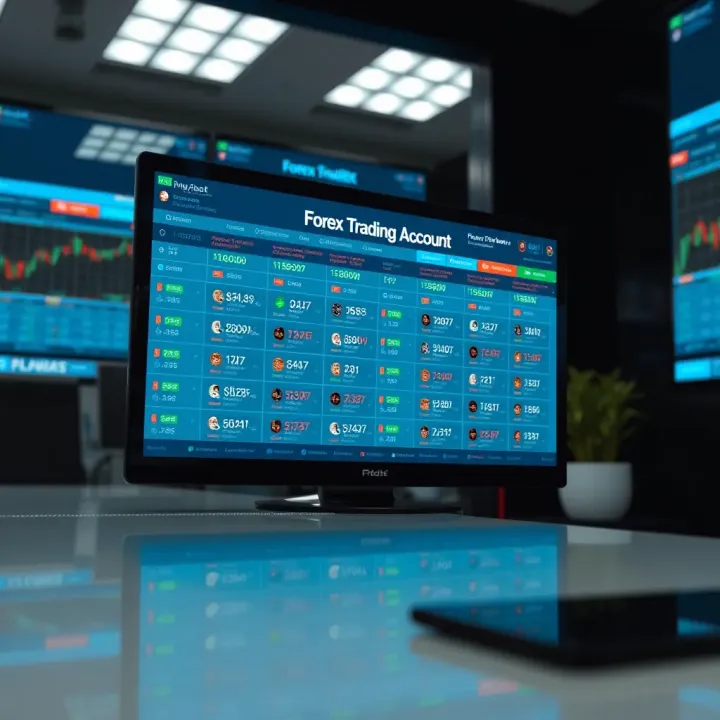 Illustration of different forex trading account types displayed on a digital screen