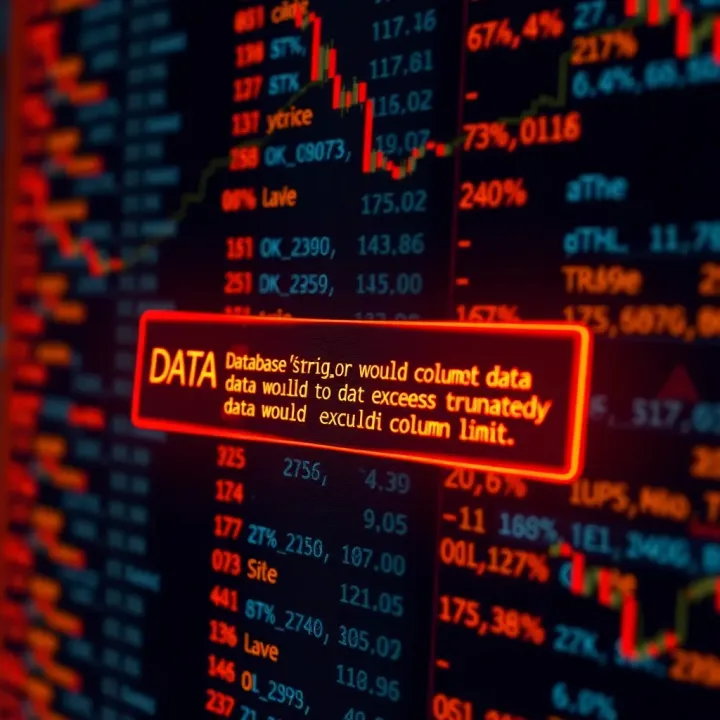 Database error notification indicating data size exceeds column limit
